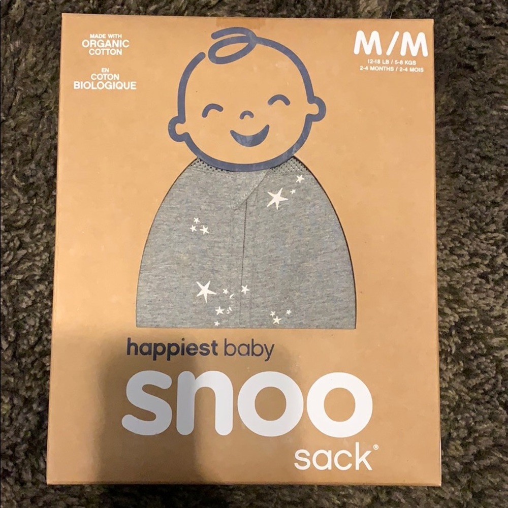 Size medium snoo sack. Grey with white stars.
